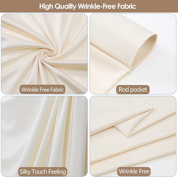 ESGOTBME 40x10ft Wrinkle Free Ivory Backdrop Curtain for Parties Soft Polyester and Nylon Fabric Drapes Wedding Birthday Party Decorations Background for Photography 5x10ft,8 Panels - Image 3
