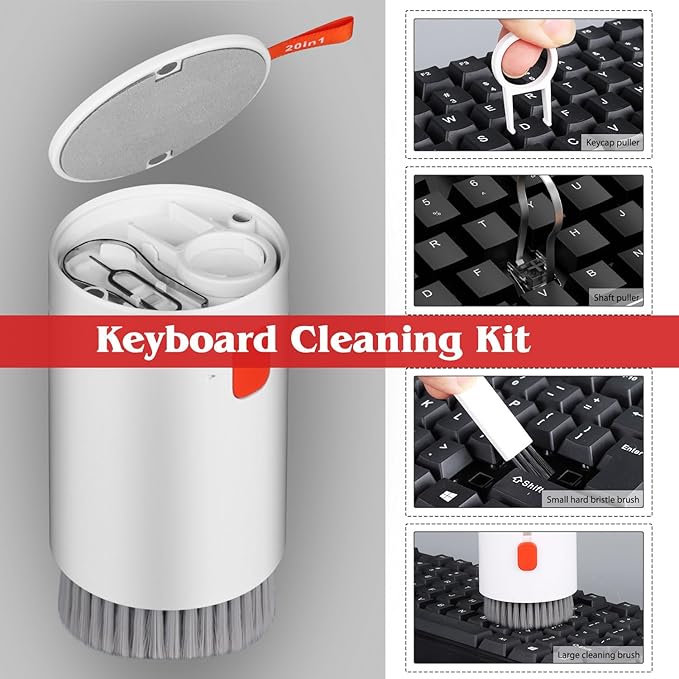 20-in-1 Phone Cleaning Kit,Computer Keyboard Brush Cleaner, Screen Electronic Cleaner Kit for Laptop, AirPods, MacBook, Cell Phone, IPad, Car, Lego, Device, Earbuds, Camera Lens - Image 2