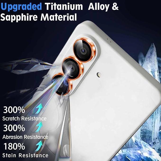 SiHPuoy 2Set Camera Lens Protector for Samsung Galaxy S26/S26 Plus, Orange | 9H+ Tempered Glass, Military Grade Shatterproof,Anti-Scratch, Case Friendly,HD Metal Camera Cover,Does not Affect Night Shots - Image 4