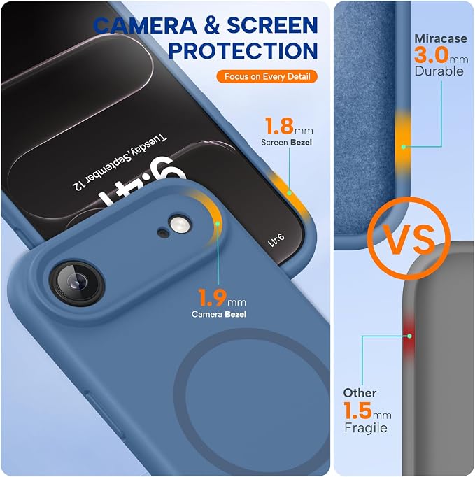 Miracase Magnetic for iPhone Air Case, Silicone, Glass Blue | Compatible with MagSafe, Soft Microfiber Lining,Silicone Shockproof Drop Protection Phone Case for 17 Air - Image 2