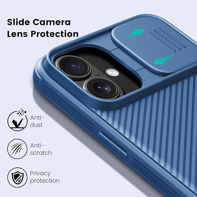 Nillkin Magnetic for iPhone 16 Case, Upgraded Slide Camera Protection, Compatible with Magsafe, Slim Shockproof Protective Phone Case for iPhone 16 6.1 inch, Blue - Image 4