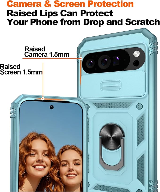 Gritup for Google Pixel 10 Pro XL Case with Screen Protector*2 | Magnetic Stand & Slide Camera Cover, Shock Proof Military-Grade Phone Case Green - Image 5