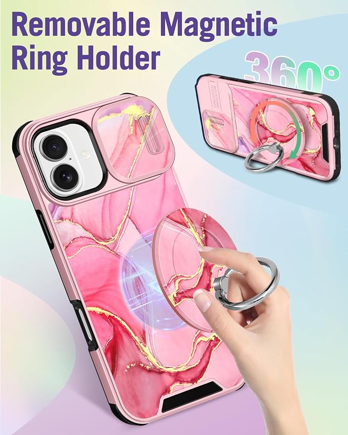 Buleens for iPhone 17 Case 6.3 Inch - with Ring Stand & Camera Cover Aesthetic Cute Designed for Women Girls Pretty Girly Fashion Unique Teens Phone Case for iPhone 17 Compatible with Magsafe - Image 5