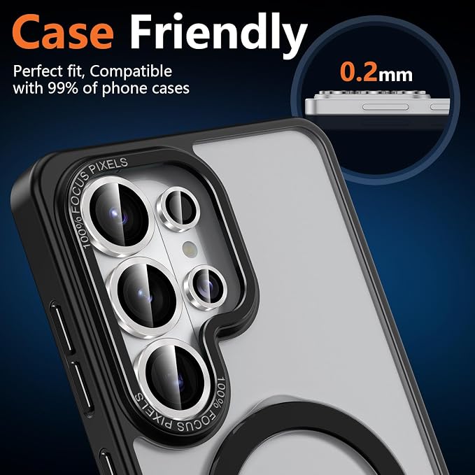 for Samsung Galaxy S26 Ultra Camera Lens Protector, Individual Metal Ring Tempered Glass Lens Cover, [Strong Adsorption] Scratch Resistant Ultra-Thin HD Clear Lens Cover, 1 Set-Gray - Image 6