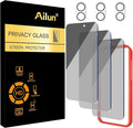 Ailun Privacy Screen Protector+Camera Lens Protector for iPhone 16, 3+3Pack | 6.1 Inch, Installation Frame, Anti Spy Private Tempered Glass Film, Case Friendly by Ailun
