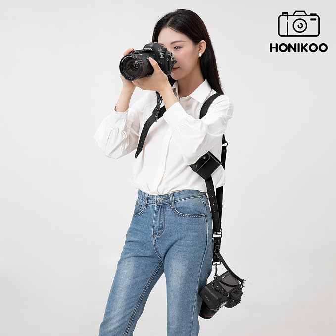Dual Camera Harness Camera Straps Holster for Photographers Comfort Version | camera holster leather harnes spider holster camera belt camera harness for photographers leather harness camera neck strap - Image 7
