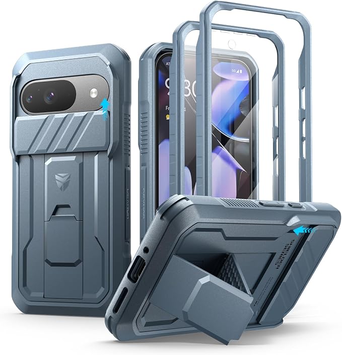 Dexnor for Google Pixel 9 Case with Slide Camera Cover & Built-in Screen Protector & Heavy-Duty Kickstand,Full-Body Protective Cover Rugged Bumper Cases for Pixel 9,Navy Blue(2024) by Dexnor