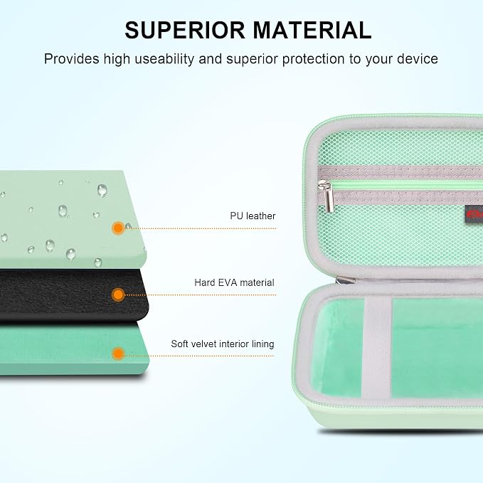 Elonbo Carrying Case for Fujifilm INSTAX Mini Link 3/2/1 Smartphone Printer | Portable Color Instant Photo Printer Hard Travel Protective Bag, Interior Mesh Pocket fits Instant Film Printer Paper, Green - Image 5