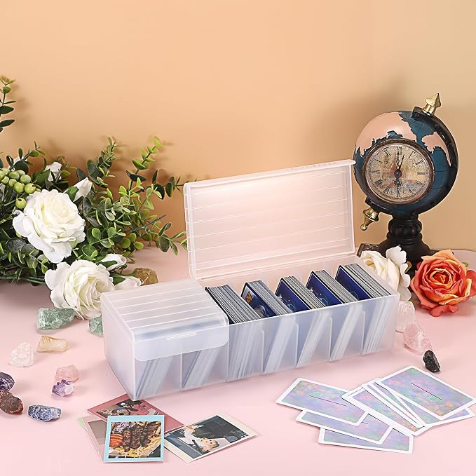 OwnMy Plastic Trading Card Storage Box Clear Trading Card Storage Case | Plastic Card Organizer Box with Dividers, Plastic Baseball Card Storage Box for Game Sports MTG TCG Cards, White - Image 7