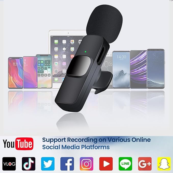 Mini Microphone, 3 in 1 Wireless Microphone for iPhone, iPad, Android, Camera, Professional Wireless Lavalier Lapel Mics for Recording, YouTube, TikTok - Image 3
