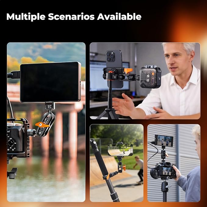 K&F CONCEPT Dual Ball Heads Magic Arm, Articulating Magic Arm | with 1/4"-20 Screw, 360° swivelling Ball Head, Aluminum Alloy Camera Monitor Mount Arm, MS14 - Image 7