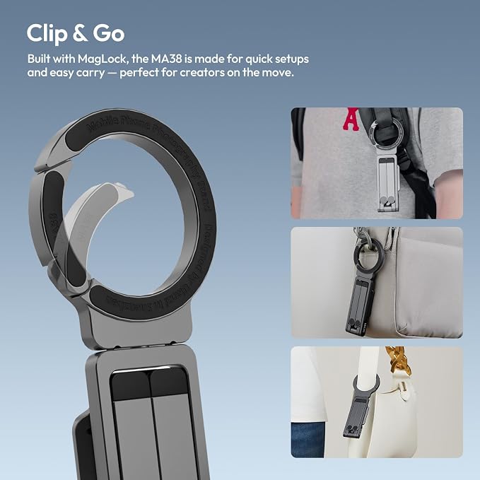 ULANZI MA38 Magnetic Phone Tripod for iPhone, Phone Holder for iPhone 17 | N52 Magnet, Back Magnet Base, Arca QR Base, Foldable Hook w 1/4'' Screw for Tripod Selfie Gym Travel Essentials Accessories - Image 4