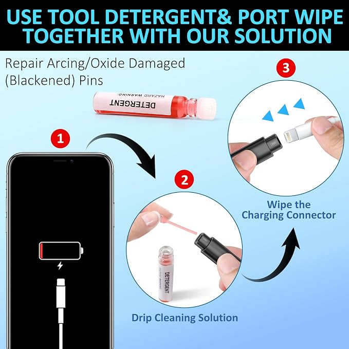 iPhone Cleaning Kit for Charging Port Cleaner, Cleaner Kit for AirPod Phone | Multi-Tool, iPhone Cleaner, Repair Lightning Cable USB C Speaker Charger iPad Connector, Compact Portable, with Storage Case - Image 7