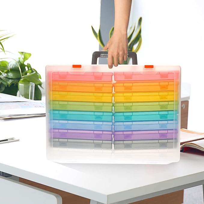 Photo Storage Box 4x6, 18 Inner Photo Case Large Photo Organizer Acid-Free Photo Box Storage Photo Keeper Photo Storage Case, Plastic Craft Storage Box for Photo Stickers Stamps Seeds (9 Colors) - Image 6