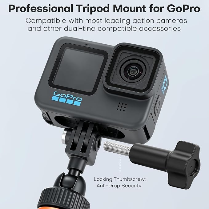 40cm/15.75" Action Camera Selfie Stick Tripod with 360° Ball Head, Extendable Handheld Monopod for Vertical Shooting, Lightweight Vlogging Accessories for GoPro, DJI Osmo Action, Insta360 Ace Pro - Image 2