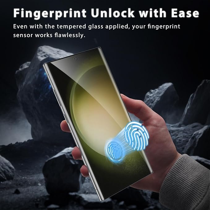 WILLONE 2+2 Pack for Galaxy S23 Ultra Screen Protector | Camera Lens Protector, 9H Tempered Glass, Fingerprint Unlock, HD Clear, Phone Case Fit - Image 2