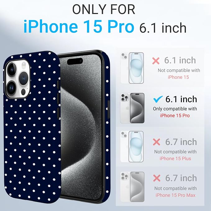 TPU Phone Case for iPhone 15 Pro, MagSafe Wireless Charging Compatible, Shockproof Slim Fit Protective Cover with Anti-Yellowing & Raised Camera Protection (Polka dot 7, iPhone 15 Pro) - Image 2