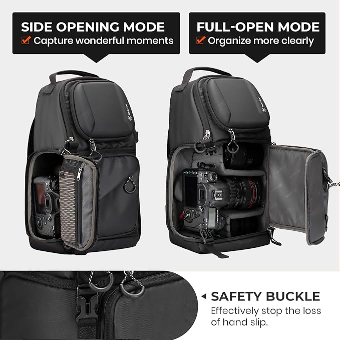 TARION Camera Sling Bag Compact Photography Shoulder Bag, Black TR-S | Hardshell, Side Access, Raincover, Tripod Holder, for Drone DSLR Mirrorless Cameras, for Travel Outdoor Videography - Image 4