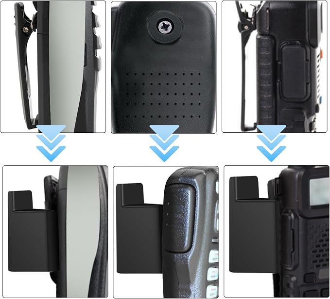5pcs Walkie Talkies Belt Clip Holder | Black Walkie Talkie Car Mount Handheld Radio Holder with Back Adhesive for Most Handheld Intercom - Image 6