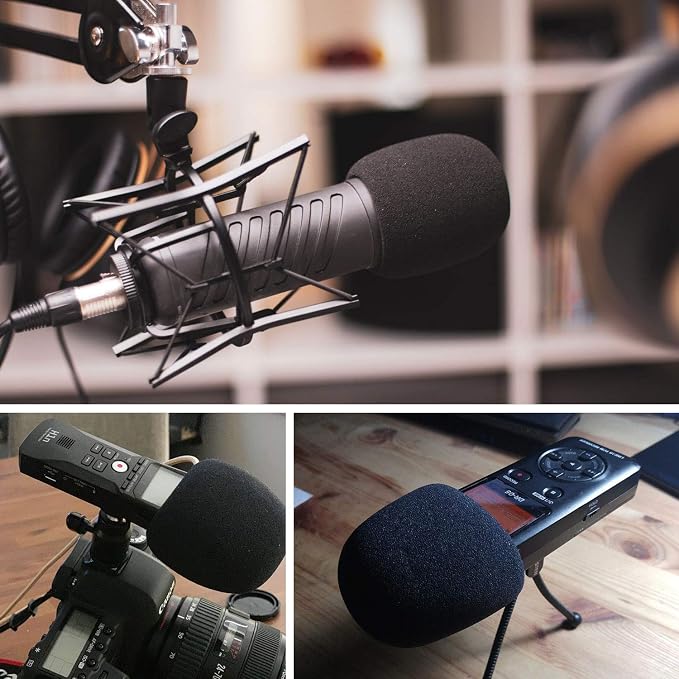 6 Pack Foam Microphone Covers, Thick Handheld Mic Windscreen Pop Filter for Standard Microphones, Washable Sponge Sleeve for KTV, Singing, Podcasting and Stage Performance (Black) - Image 6
