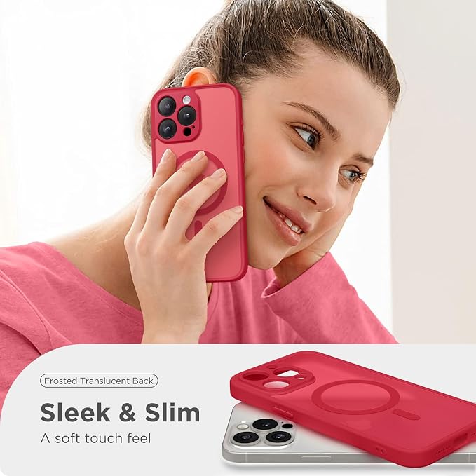 CAPRARO for iPhone 15 Pro Max Case, Compatible with MagSafe Red | Upgraded [Full Camera Protection] Shockproof Protective Slim Translucent Matte Magnetic Phone Case 6.7'', Red - Image 7
