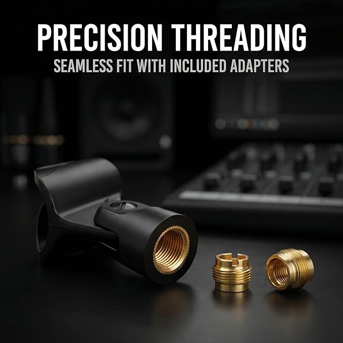 Universal Microphone Clip Holder, Comes with 5/8" Male to 3/8" Female Screw Adapter Suitable for Handheld Microphones, 2-Pack - Image 6