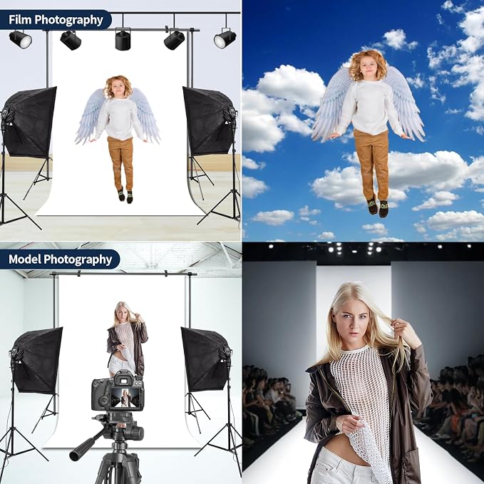 White Photo Backdrop for Photoshoot Solid Color Background 10x20 ft | Photography Studio Photobooth Curtain for Headshot, Homestudio, Portrait, Video, Meeting, Easy to Install, Washable Fabric - Image 3