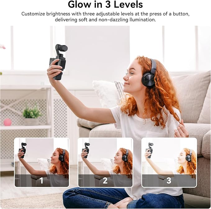 Pocket3 LED Light for DJI Osmo Pocket 3, 3 Color Modes/Brightness | Rechargeable Mini LED Video Fill Light, Adjustable Magnetic Selfie Light for Pocket 3 Selfie Vlog Recording, Makeup, TikTok - Image 3