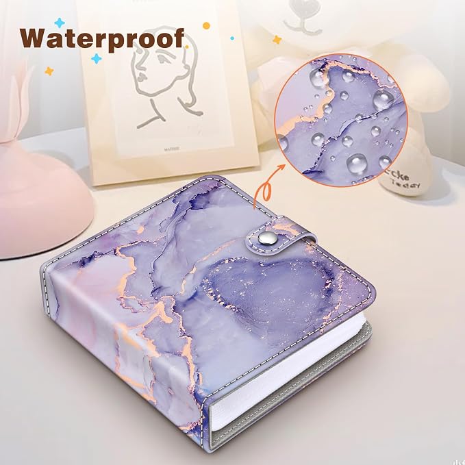 Fintie Small Photo Album Book for 3.5x4.25" Polaroid Films - 52 Pockets | For Polaoird I-Type/600/Sx-70 Films, Fujifilm Instax Wide Pictures Albums Book, Boys & Girls Memory Keepsakes, Lilac Marble - Image 7