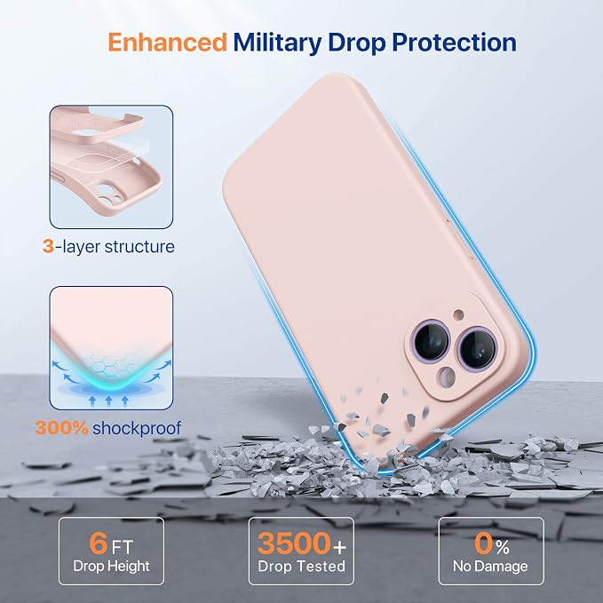 Miracase Silicone for iPhone 14 Case, Sand Pink | Soft Anti-Scratch Microfiber Lining, Premium Silicone Cover Shockproof Drop Protection Phone Case for 14 - Image 5