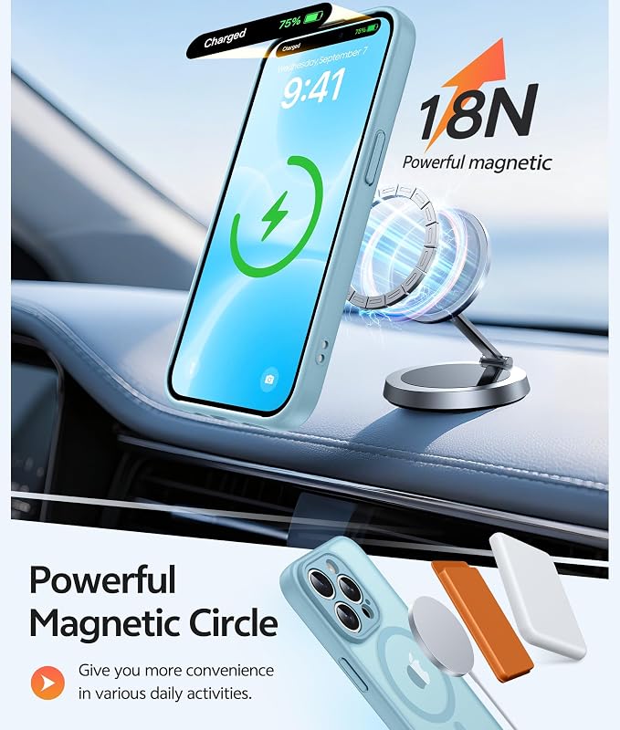 FNTCASE for iPhone 14 Pro Max Case, Fit for Magsafe, Glass Screen Protector | Full Camera Protection, Translucent Matte, 14FT Military Grade Drop Proof, Shockproof Protective Phone Cover, Teal - Image 3