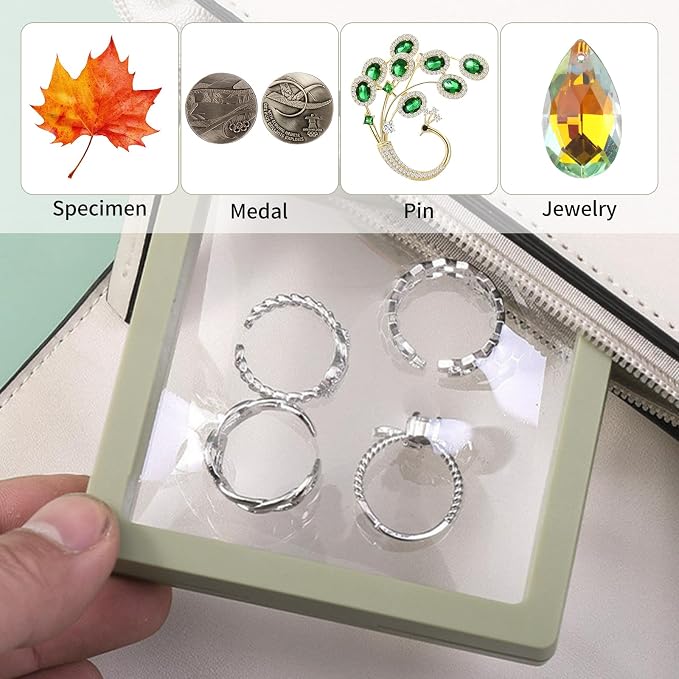 20 Pcs Floating Frame Case with Stands, 3.5X 3.5 x 0.8 inch, Challenge Coin Display,Transparent PE Jewelry Storage Box, Floating Display Holder Stands for Antique Challenge Coins, Medallion(4 Color) - Image 6
