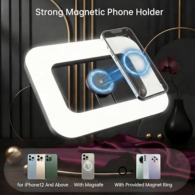 Ring Light for Phone, Magnetic Selfie Light with Tripod Stand, Rechargeable RGB Video Light, 10 Brightness Levels & 3 Cold Shoes for Recording, Vlogging, Influencers, Makeup - Image 2