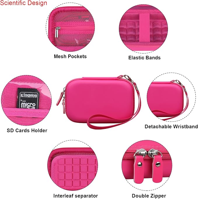 Elonbo Case for Kodak x Barbie Instant Smartphone Portable Photo Printer | Kodak x Barbie Portable Mini Color Wireless Mobile Printer Hard Travel Bag, Instant Picture Printer Storage Holder, Raspberry - Image 4