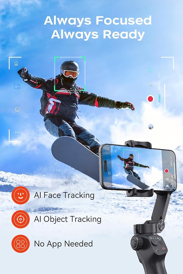CM8 Gimbal Stabilizer for iPhone Android, 3-Axis Phone Gimbal with Remote Control Portable Foldable, Phone Stabilizer for Video Recording for Tiktok YouTube Vlog - Image 3