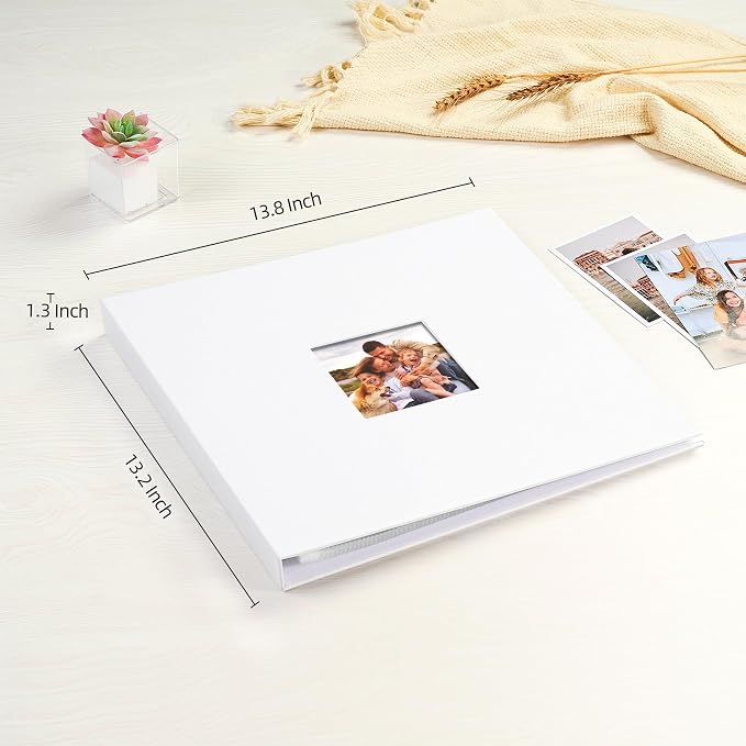 Mublalbum 12x12 Inch 3 Ring DIY Scrapbook Photo Album 40 Pages, White | 3 Ring Binder Scrapbook, Linen Cover, 20 Plastic Sleeves 40 Pages, Memory Book for Wedding, Baby, Family, DIY Projects - Image 2