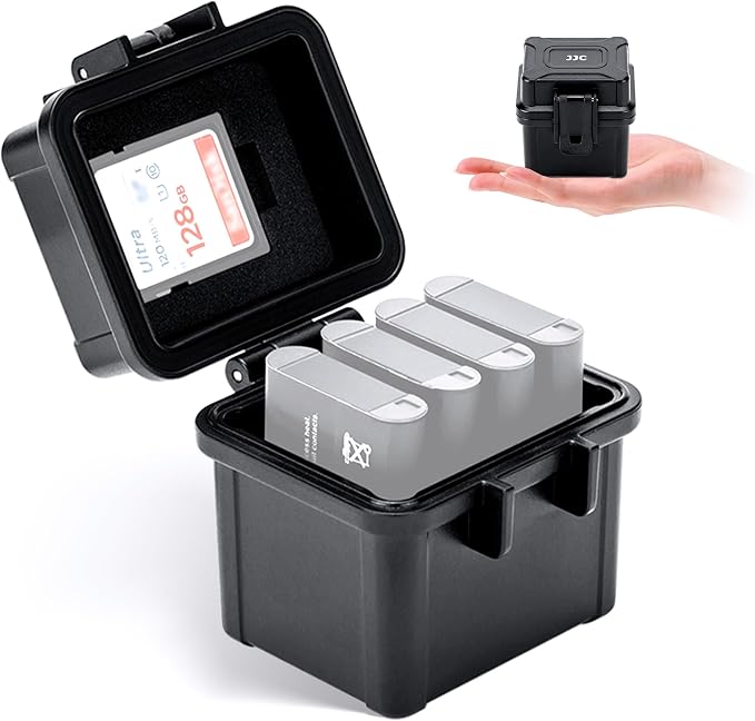 JJC DB-110 NP-BX1 Small Camera Battery Case Holder for Ricoh Sony Olympus | Holds up to 4 Ricoh DB-110/Sony NP-BX1/Olympus LI-90B/LI-92B Batteries/1 SD/2 TF Cards, Water-Resistant & Shockproof by JJC