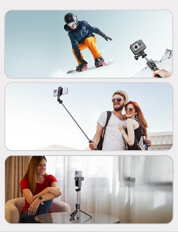 ANXRE Extendable Selfie Stick with Wireless Detachable Remote | Compact & Portable for Travel, 41.7" Selfie Stick Compatible with iPhone Samsung Android Smartphones - Image 6