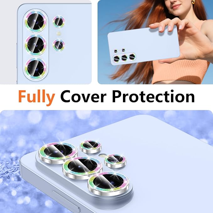 for Samsung Galaxy S26 Ultra Camera Lens Protector, Individual Metal Ring Tempered Glass Lens Cover, [Strong Adsorption] Scratch Resistant Ultra-Thin HD Clear Lens Cover,1 SetColorful Sparkly - Image 8