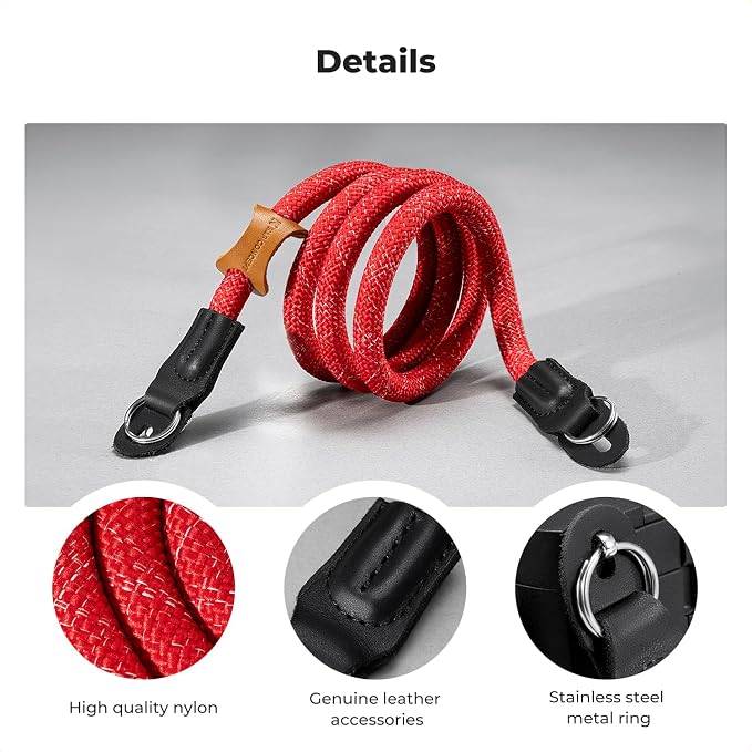 K&F CONCEPT Camera Neck Strap,100cm Camera Shoulder Strap | Nylon Rope, with O-ring for DSLR Camera, for Street Photography, BJ01 - Image 5