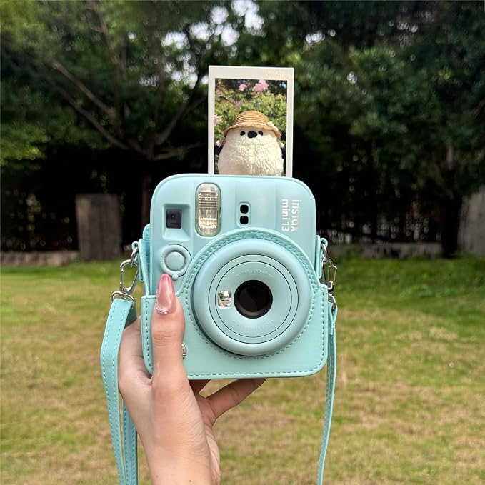 CAIYOULE Camera Case for Fujifilm Instax Mini 13 Instant Camera, Green | Mini 13 Protective Camera Case, PU Leather Camera Bag for Fuji Instax Mini 13, with Photo Album, Adjustable Shoulder Strap - Image 7