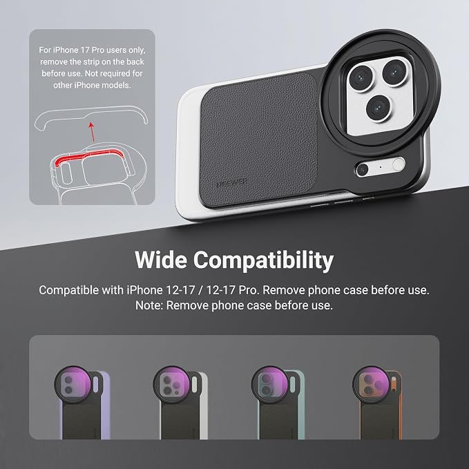 NEEWER 6.3" Magnetic Phone Lens Filter Mount Adapter Backplate Accessories with 67mm Variable Neutral Density Filter (ND 2-32) Compatible with MagSafe iPhone 12/13/14/15/16/17 & Pro Versions - Image 2