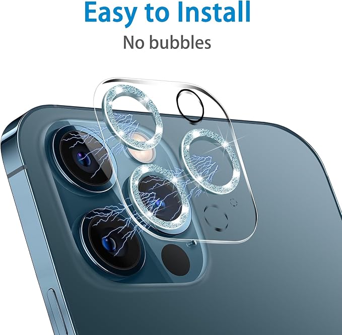 Dengduoduo 3 Pack Tempered Glass Camera Lens Protector for iPhone 12 Pro 6.1", Bling Glitter Sparkle, Ultra HD, 9H Hardness, Anti-Scratch, Case Friendly, Easy to Install [No Affect on Night Shots] - Image 7