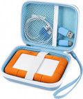 ALKOO Case for LaCie Rugged Mini 1TB/2TB/4TB/5TB External Hard Drive | Portable HDD Holder, Cable Pocket, SD Card Storage, for Photographers, Creators, Students, Office, Travel, Case Only, Bule by ALKOO