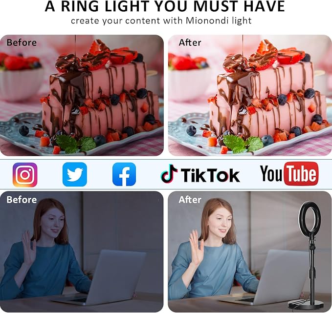 Desk Ring Light with Telescopic Stand, Travel Desktop Hola Light for Phone Selfie Laptop Zoom Video Calls Makeup Tiktok Reels Live Streaming - Image 8