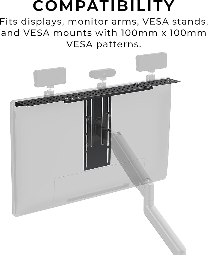 HumanCentric DSLR Monitor Mount Extra Large, Desk Camera, Webcam & Mic | Microphone Shelf for Monitor VESA Arm, Replace Clamp Tripods, 100x100mm Patterns, Aluminum, Hardware Included - Image 3