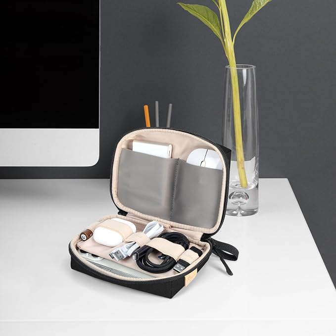 SIMTOP Small Tech Case Organizer for Cords Chargers Earbuds Travel Pouch | Small tech bag pouch for cables charger earbuds phone cords power bank soft padded case purse backpack office commute travel - Image 7