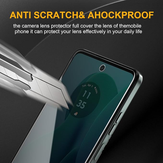 3 Pack Privacy Screen Protector for Motorola Moto G 5G 2024 With 3 Pack Camera Lens Protector, Anti Spy Tempered Glass Film, 9H Hardness, Black Protector, Anti-Scratch, Bubble Free - Image 4