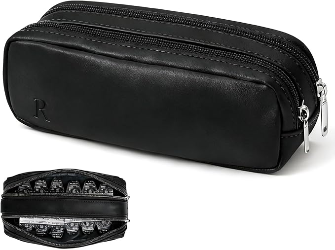 Portable Daily Contact Lens Case Organizer, Traveling Contact Cases Bag with Clearly Labeled R & L, Water-Resistant Disposable Contact Lens Dispenser, Storage up to 60 lenses(Black) by Unknown