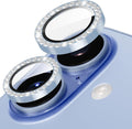 Suoman for iPhone 17 Camera Lens Protector, Glitter Diamond Individual Metal Tempered Glass Camera Lens Cover [Strong-Adhesion][Does not Affect Night Shots] -Blue by Suoman